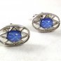 Vintage Silvertone & Blue Cufflinks 121317
