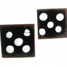 Mid Century Modern 1950's Enameled Copper Black White Domino Cufflinks 73117