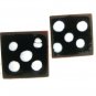 Mid Century Modern 1950's Enameled Copper Black White Domino Cufflinks 73117