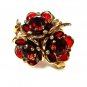 Vintage Goldtone & Reddish Orange 3 Leaf Flower Brooch Unbranded 8415