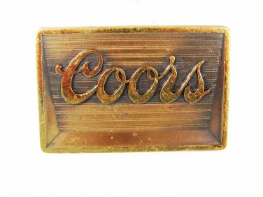 Vintage Gold Tone Brass Dress Up COORS Beer Belt Buckle 72716