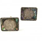 Mexican Sterling Silver & Abalone Aztec Cufflinks Unbranded 41416