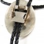 Vintage Coin Silver Parrot & Black Bolo With Leather Cord 101316