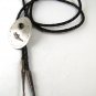 Vintage Coin Silver Parrot & Black Bolo With Leather Cord 101316