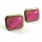 Vintage Silvertone & Goldtone Design Pink Cufflinks 101017