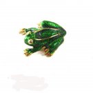 Small Gold Tone & Green Cute Frog Brooch 8416