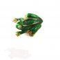 Small Gold Tone & Green Cute Frog Brooch 8416