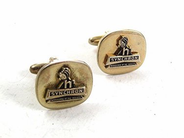 Gold Tone Black H. SYNCHRON Workhorse Of The Industry Cufflinks 12617