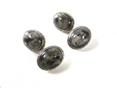 Vintage Silver & Moss Agate Cufflinks By ACADIA 51916
