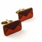 Vintage Brass & Leather Envelope Cufflinks 10316