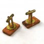 Vintage Brass & Leather Envelope Cufflinks 10316