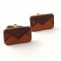 Vintage Brass & Leather Envelope Cufflinks 10316