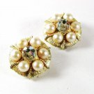 1950's Silvertone & Pearls Clip On Earrings By CORO 41116