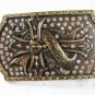Goldtone Cross Rhinestones Belt Buckle By ED HARDY 33116