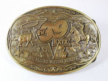 TV39 KXTX The Original Western Weekend Belt Buckle By YES 5416 MIP