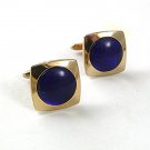 Vintage Goldtone & Blue Cufflinks By HICKOK USA 6117