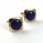 Vintage Goldtone & Blue Cufflinks By HICKOK USA 6117