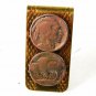 Vintage 2 Indian Head Buffalo Nickles Brass Money Clip Unbranded 42016