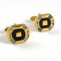 Vintage Goldtone Silvertone Black Sparkley Stones Dress Cufflnks 92017