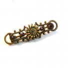 Victorian Gold Tone & Red & White Rhinestones Brooch