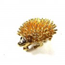 Goldtone Small Porcupine With Red Eyes Brooch by SARAH 91415