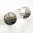 Silvertone & Sparkly Rhinestone Cufflinks 81017