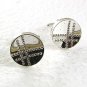 Silvertone & Sparkly Rhinestone Cufflinks 81017