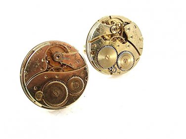 Vintage Silvertone Goldtone Waltham Watch Works Cufflinks 62317