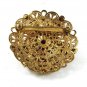 1950's Goldtone Black Faux Pearls Rhinestones Brooch 4217