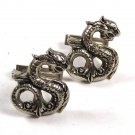 Vintage Silvertone Dragon Sea Monster Cufflinks by WINDSOR 102215