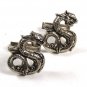 Vintage Silvertone Dragon Sea Monster Cufflinks by WINDSOR 102215