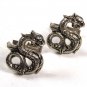 Vintage Silvertone Dragon Sea Monster Cufflinks by WINDSOR 102215