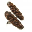 Vintage Sterling Silver Miniature Wooden Tribal Head Cufflinks Hand Carved C8316