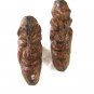 Vintage Sterling Silver Miniature Wooden Tribal Head Cufflinks Hand Carved C8316