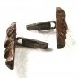 Vintage Sterling Silver Miniature Wooden Tribal Head Cufflinks Hand Carved C8316