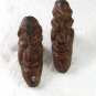 Vintage Sterling Silver Miniature Wooden Tribal Head Cufflinks Hand Carved C8316