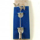 1980's - 1990's Sterling Double 2 Butterflies Stick Pin New Old Stock 32117