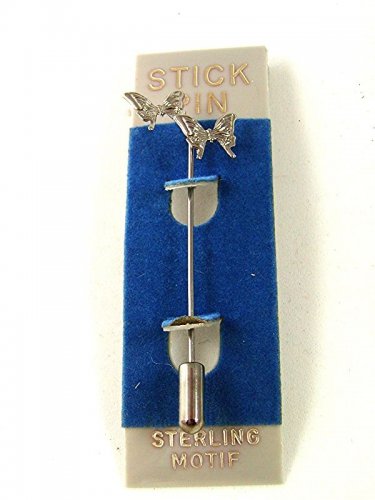 1980's - 1990's Sterling Double 2 Butterflies Stick Pin New Old Stock 32117