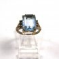 Vintage Costume Silvertone & Blue Ring SZ 7 Unbranded 101615