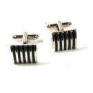 Silver Tone & Black Striped Cufflinks 7116