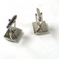 Silver Tone & Black Striped Cufflinks 7116