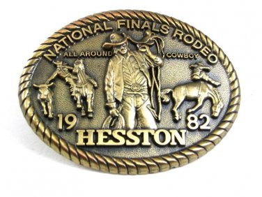 1982 Hesston National Finals Rodeo All Around Cowboy Belt Buckle 102517