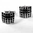 Vintage Silver Tone & Black Dressy Cufflinks w/ Pat. 2472958 8916
