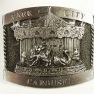 1984 Park City Utah Merry Go Round Carousel Belt Buckle by Michael Ricker w Box