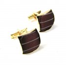 Gold Tone & Brown Silk Cufflinks 7116