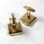 Gold Tone & Brown Silk Cufflinks 7116