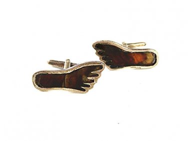 Vintage Mexican Taxco Sterling Silver Foot Feet Cufflinks By J.C. 111616