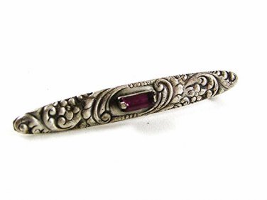 Vintage Silver Tone & Purple Bar Brooch 13117