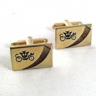 Vintage Goldtone Black Carriage Cufflinks By HICKOK USA 9417