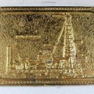 Vintage Goldtone Oil Derrick Drilling Cable 100 Belt Buckle Unbranded 31616